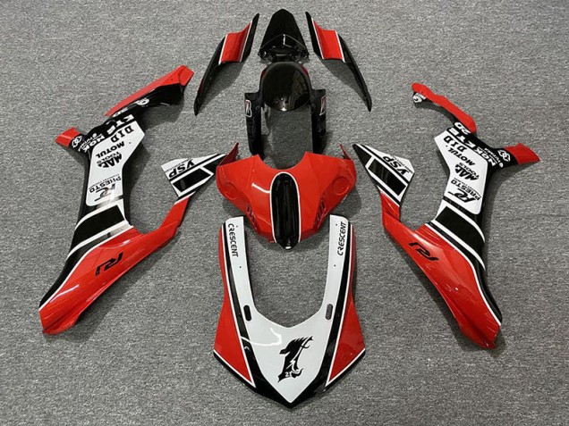 Rouge Brillant & Blanc 15-19 R1 Carénage Moto Rouge Brillant & Blanc 15-19 R1 Carénage Moto