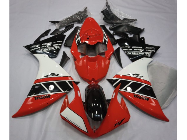 Rouge Brillant Blanc & Noir 12-14 R1 Carénage Moto Rouge Brillant Blanc & Noir 12-14 R1 Carénage Moto