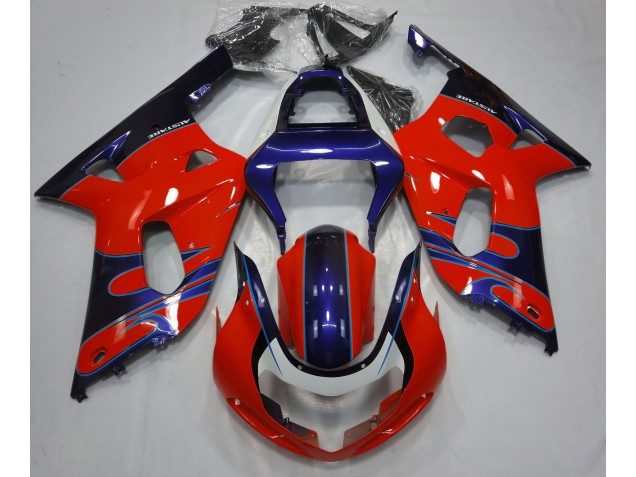 Rouge Brillant & Bleu 01-03 GSXR 600-750 Carénage Moto Rouge Brillant & Bleu 01-03 GSXR 600-750 Carénage Moto