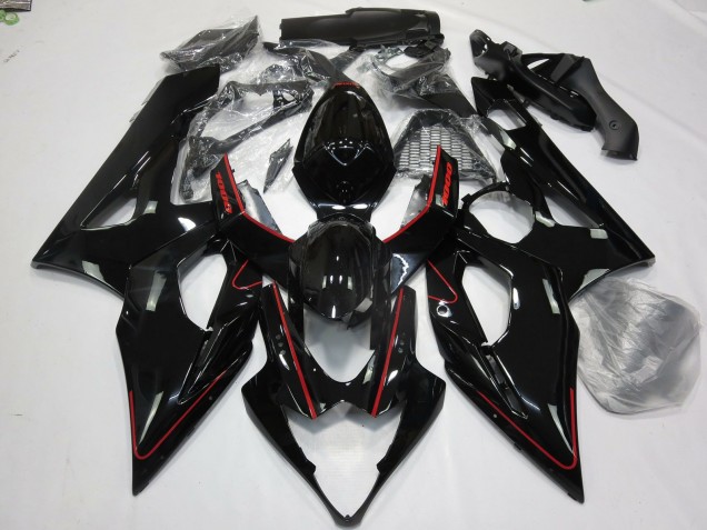 Rouge Brillant & Noir 05-06 GSXR 1000 Carénage Moto Rouge Brillant & Noir 05-06 GSXR 1000 Carénage Moto