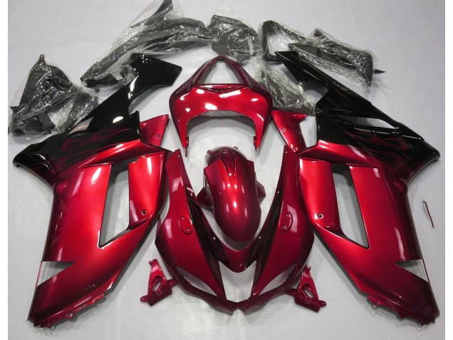 Rouge Brillant & Noir 07-08 ZX6R Carénage Moto Rouge Brillant & Noir 07-08 ZX6R Carénage Moto