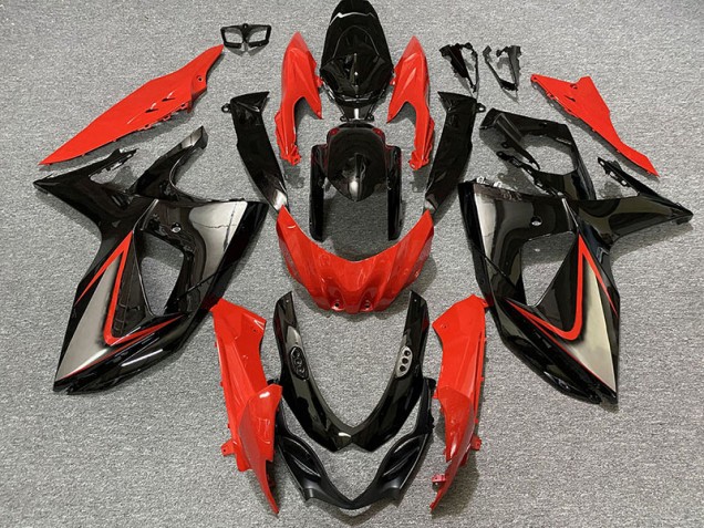 Rouge Brillant & Noir 09-16 GSXR 1000 Carénage Moto Rouge Brillant & Noir 09-16 GSXR 1000 Carénage Moto
