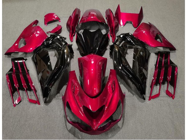 Rouge Brillant & Noir 12-21 ZX14R Carénage Moto Rouge Brillant & Noir 12-21 ZX14R Carénage Moto