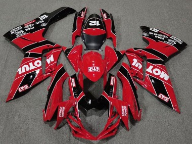 Rouge Brillant & Noir Motul 11-24 GSXR 600-750 Carénage Moto
