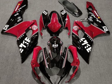Rouge Brillant & Noir Personnalisé 05-06 GSXR 1000 Carénage Moto