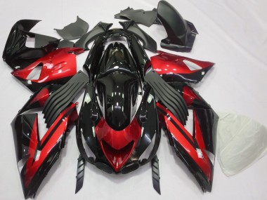 Rouge Brillant & Noir Uni 06-11 ZX14R Carénage Moto