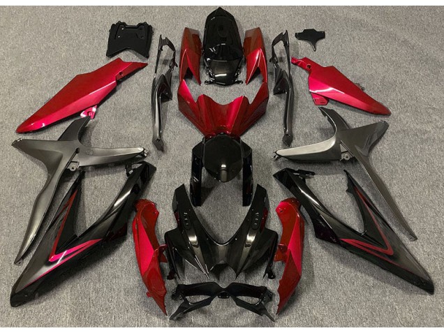 Rouge Brillant & Vert R 08-10 GSXR 600-750 Carénage Moto Rouge Brillant & Vert R 08-10 GSXR 600-750 Carénage Moto