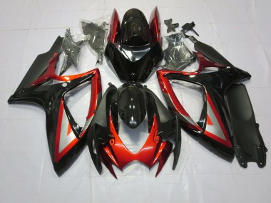 Rouge Foncé Noir 06-07 GSXR 600-750 Carénage Moto