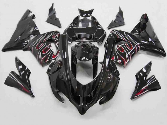 Rouge Noir Flamme 04-05 ZX10R Carénage Moto Rouge Noir Flamme 04-05 ZX10R Carénage Moto