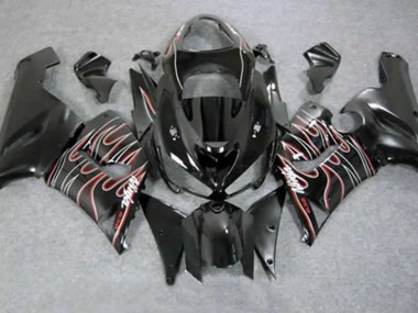 Rouge Noir Flamme 05-06 ZX6R Carénage Moto