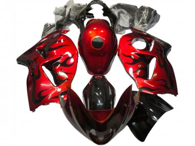 Rouge & Noir Flamme 97-07 GSXR 1300 Carénage Moto