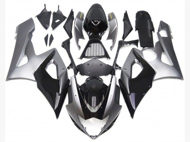 Style Argent & Noir Brillant 05-06 GSXR 1000 Carénage Moto