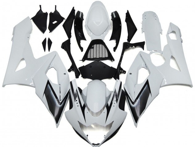 Style Blanc Brillant Avec Des Notes Argentées 05-06 GSXR 1000 Carénage Moto Style Blanc Brillant Avec Des Notes Argentées 05-06 GSXR 1000 Carénage Moto
