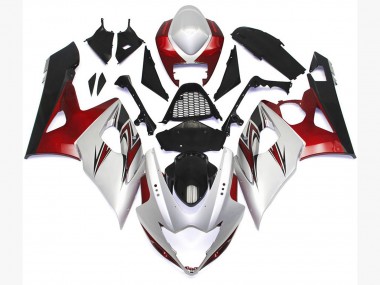 Style Blanc Brillant Avec Des Notes Argentées & Bronze 05-06 GSXR 1000 Carénage Moto