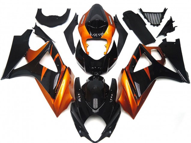 Style Orange & Noir Brillant 07-08 GSXR 1000 Carénage Moto Style Orange & Noir Brillant 07-08 GSXR 1000 Carénage Moto