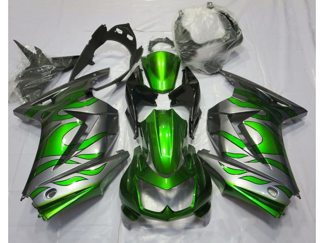 Vert & Argent Flamme 08-12 Ninja 250 Carénage Moto Vert & Argent Flamme 08-12 Ninja 250 Carénage Moto