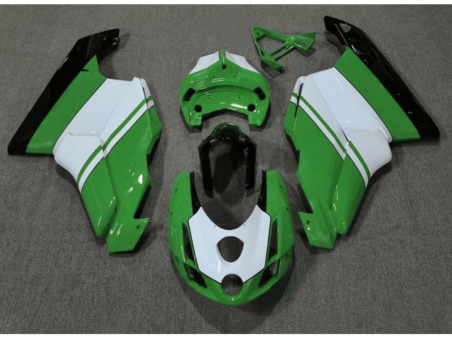 Vert Brillant & Blanc 03-04 Ducati 749 999 Carénage Moto Vert Brillant & Blanc 03-04 Ducati 749 999 Carénage Moto