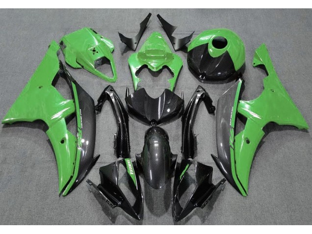 Vert Brillant & Fibre De Carbone 08-16 R6 Carénage Moto Vert Brillant & Fibre De Carbone 08-16 R6 Carénage Moto