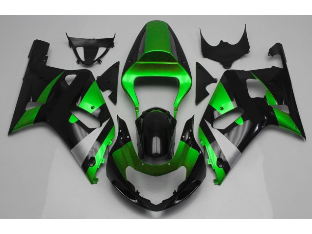 Vert Brillant & Noir 01-03 GSXR 600-750 Carénage Moto Vert Brillant & Noir 01-03 GSXR 600-750 Carénage Moto