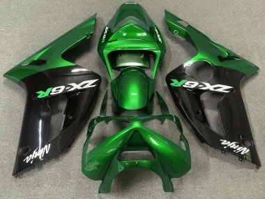 Vert Brillant & Noir 03-04 ZX6R Carénage Moto