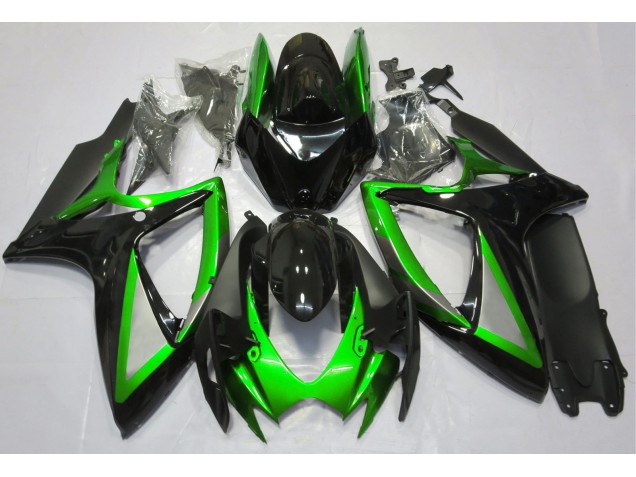 Vert Brillant & Noir 06-07 GSXR 600-750 Carénage Moto Vert Brillant & Noir 06-07 GSXR 600-750 Carénage Moto