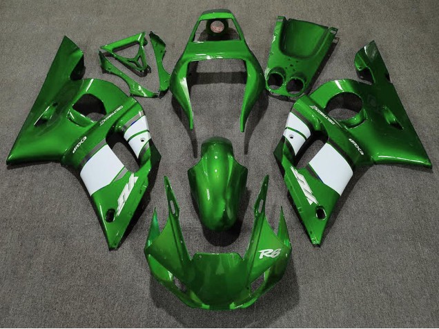 Vert Foncé & Blanc 98-02 R6 Carénage Moto Vert Foncé & Blanc 98-02 R6 Carénage Moto
