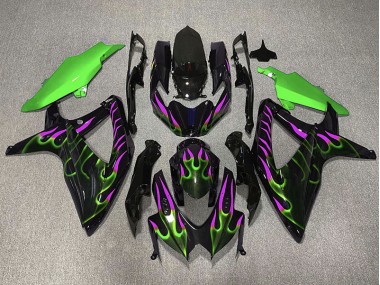 Vert & Magenta Flamme 08-10 GSXR 600-750 Carénage Moto