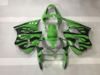 Vert & Noir Flamme 00-02 ZX6R Carénage Moto