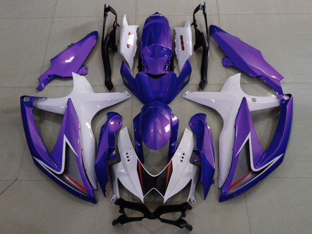 Violet Brillant & Blanc 08-10 GSXR 600-750 Carénage Moto Violet Brillant & Blanc 08-10 GSXR 600-750 Carénage Moto