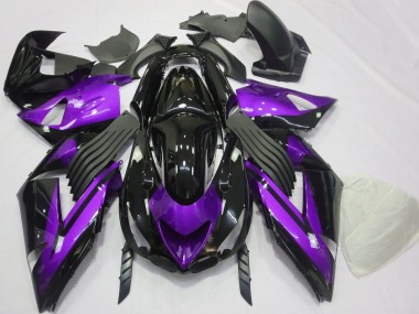 Violet Brillant & Noir Uni 06-11 ZX14R Carénage Moto
