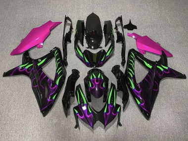 Violet & Vert Flamme 08-10 GSXR 600-750 Carénage Moto