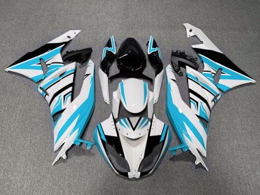 Zag Bleu Clair Blanc & Noir 09-12 ZX6R Carénage Moto