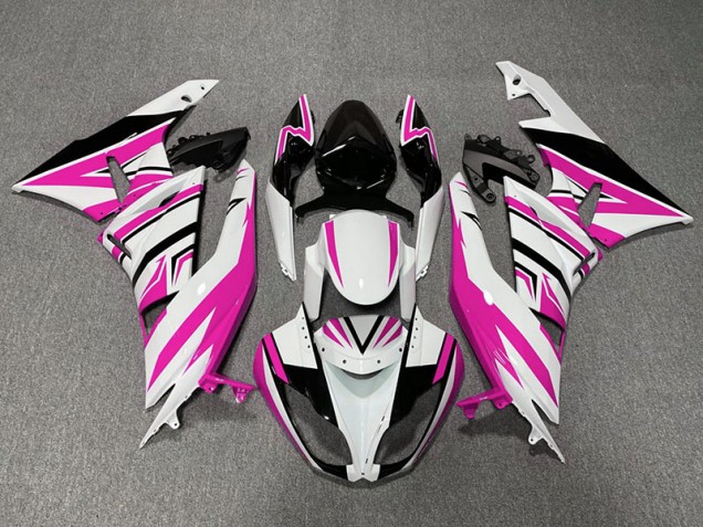 Zag Rose Blanc & Noir 09-12 ZX6R Carénage Moto Zag Rose Blanc & Noir 09-12 ZX6R Carénage Moto