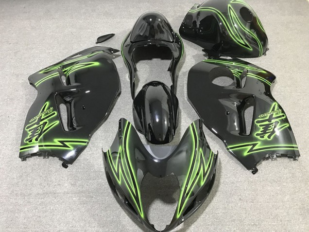 Éclair Noir & Vert 97-07 GSXR 1300 Carénage Moto Éclair Noir & Vert 97-07 GSXR 1300 Carénage Moto